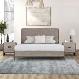 Burnett 3-Piece Stone Gray Wood Queen Bedroom Set