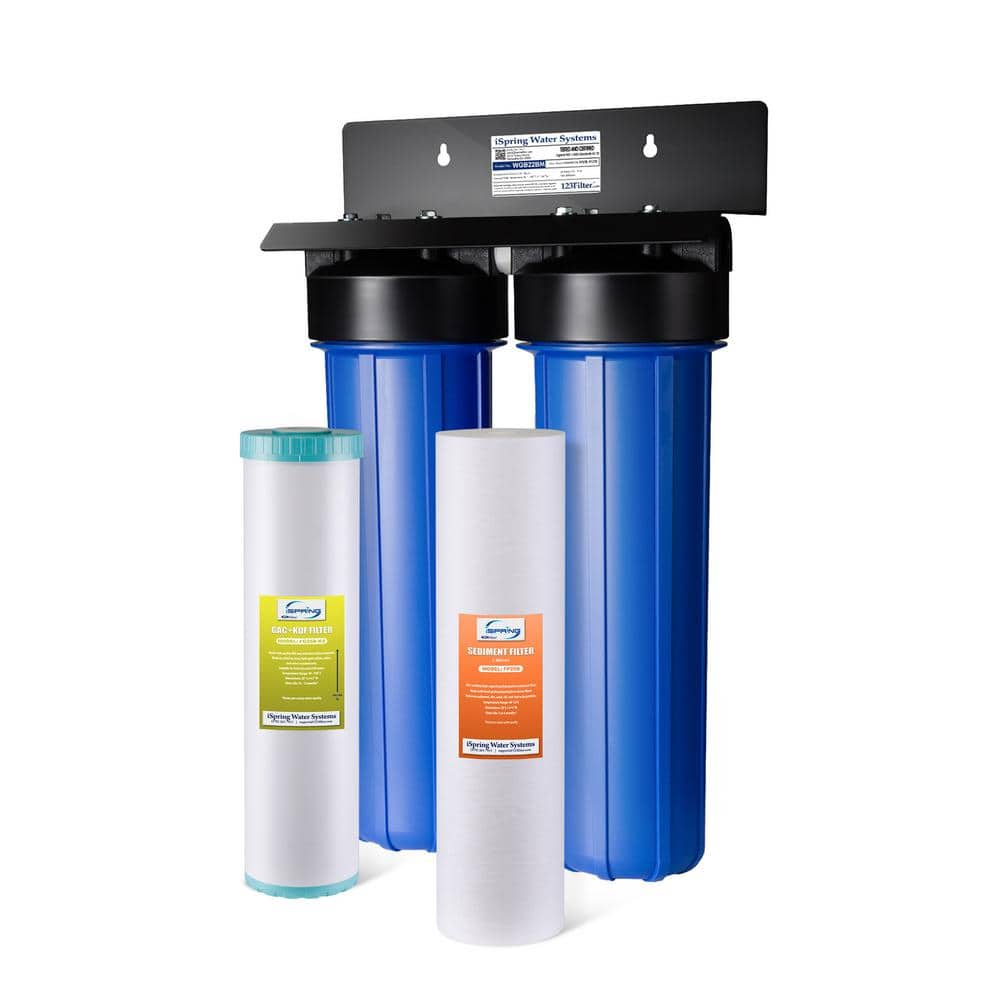 ISPRING 2-Stage Whole House Water Filter System, Sediment, PFAS, Heavy Metals, Chlorine, Chloramine, Hydrogen Sulfide, Blue