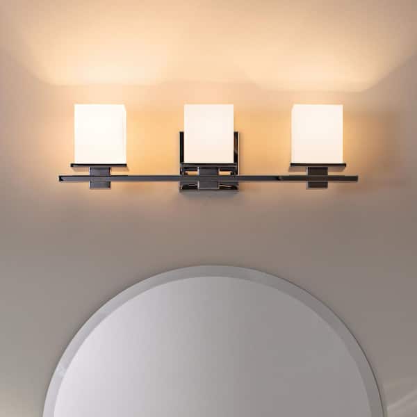 Tully 24 in. 3-Light Chrome Contemporary Bathroom Vanity Light with Satin Etched Cased Opal Glass