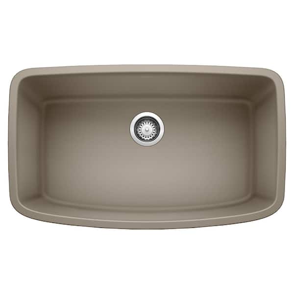 Blanco Valea Undermount Granite 32 in. x 19 in. Single Bowl Kitchen Sink in Truffle