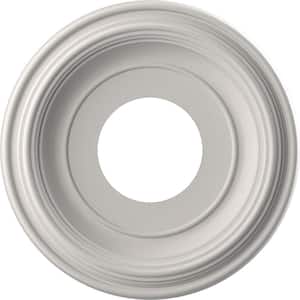 Traditional 10 in. O.D. x 3-1/2 in. I.D. x 1-1/8 in. P Thermoformed PVC Ceiling Medallion UltraCover Satin Blossom White