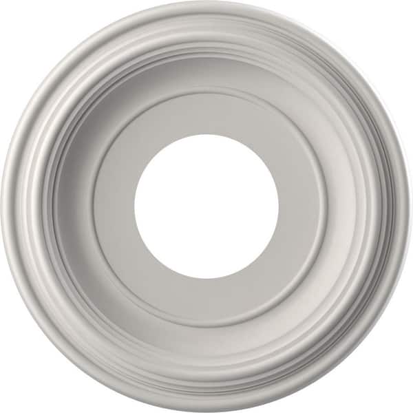 Ekena Millwork Traditional 10 in. O.D. x 3-1/2 in. I.D. x 1-1/8 in. P Thermoformed PVC Ceiling Medallion UltraCover Satin Blossom White