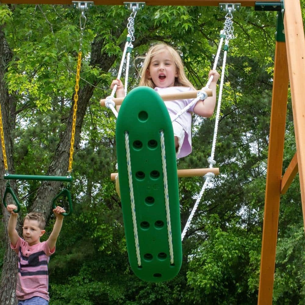 Green and Black Skateboard Swing with Rope and Chain