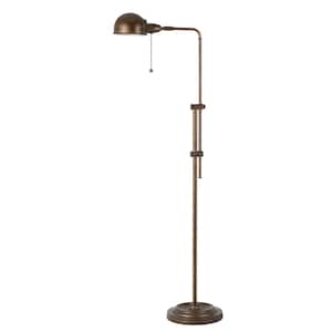 58 in. Rust 1 Dimmable (Full Range) Standard Floor Lamp for Living Room with Metal Dome Shade