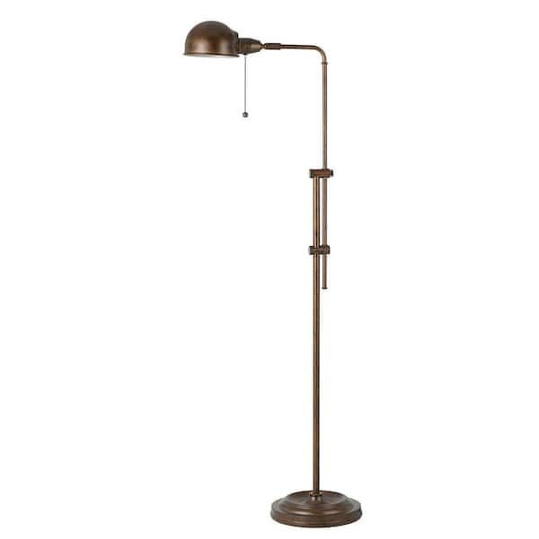 HomeRoots 58 in. Rust 1 Dimmable (Full Range) Standard Floor Lamp for Living Room with Metal Dome Shade
