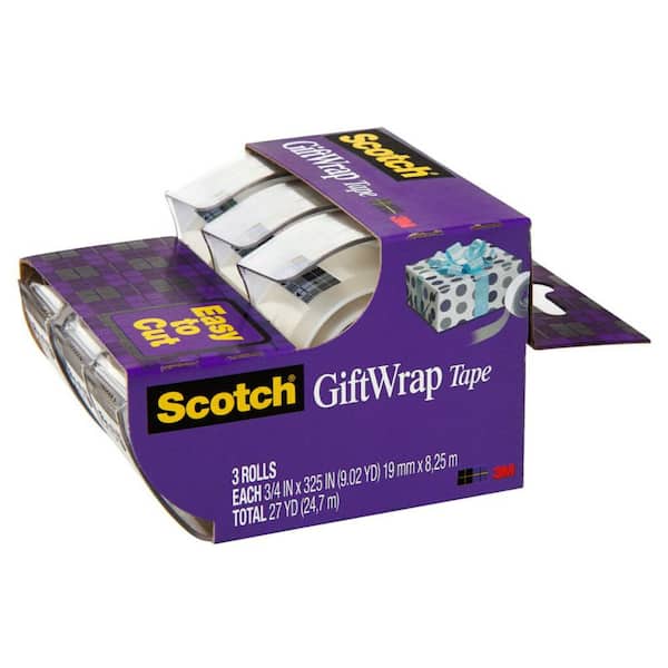 3M 3/4 in. x 300 in. Clear Gift Wrap Tape (3-Pack)