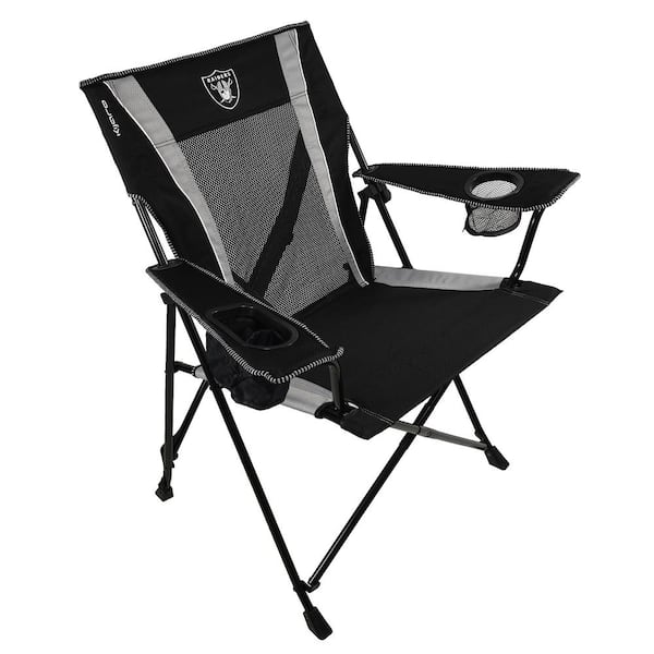 ITOPFOX Premium Pro Football Las Vegas Raiders Black and Silver Polyester Camping Chair with Cup Holder