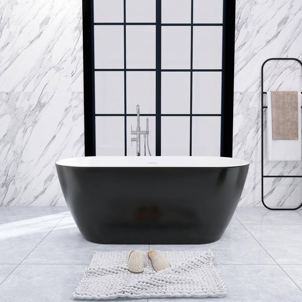 Unbranded 51 in. x 28 in. Acrylic Soaking Bathtub in Matte Black with Center Drain in Polished Chrome