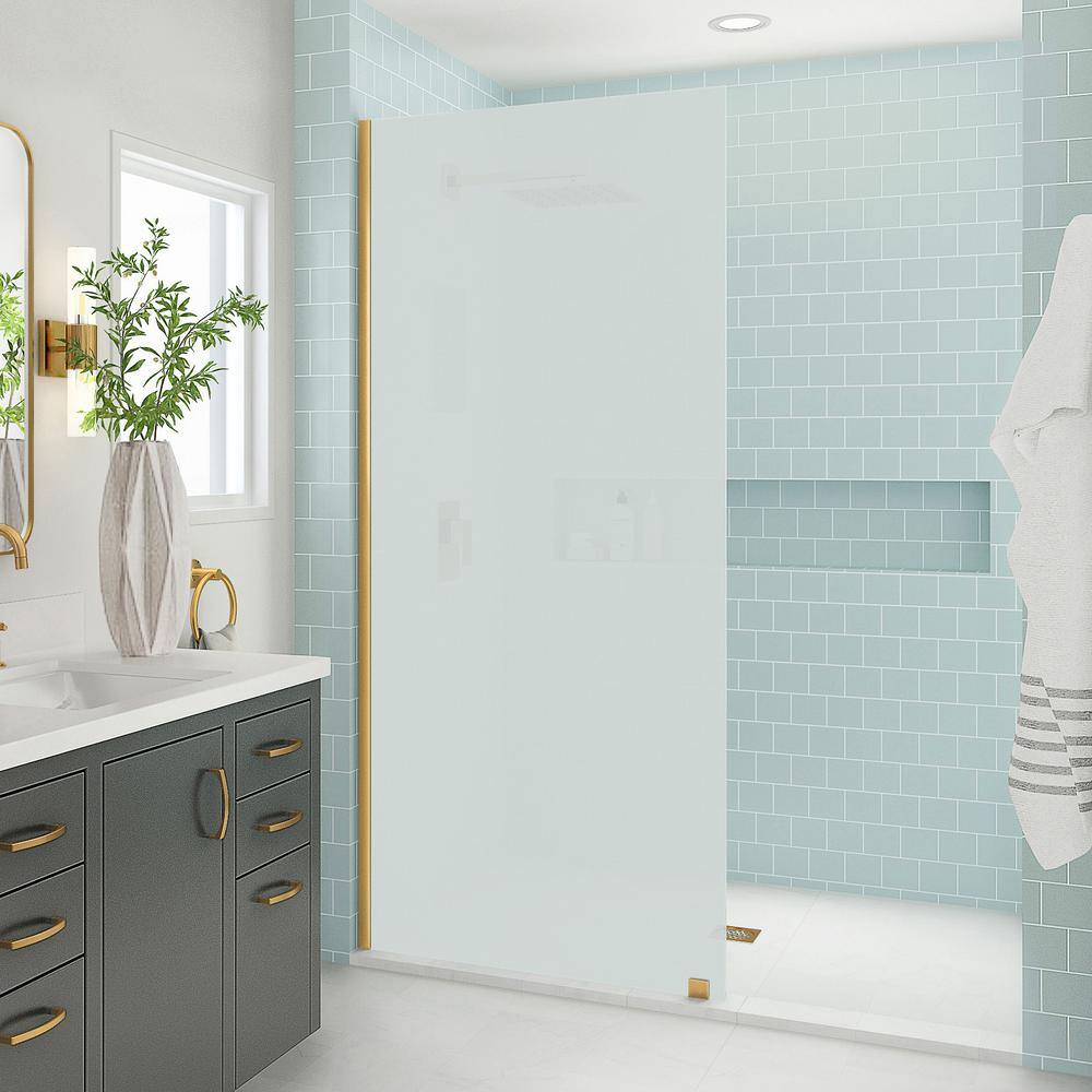 Elyse XL 34" x 80" Frameless Shower Door in Brushed Gold with Frosted Glass