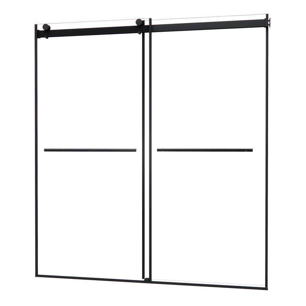 Belizzi 68" Matte Black Frameless Shower Door with Clear Glass