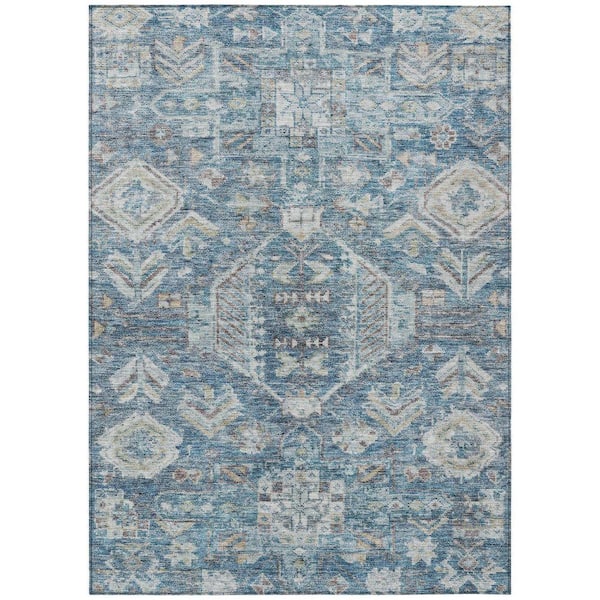 Chantille Machine Washable Indoor/Outdoor Abstract ACN2356 Denim 9 ft. x 12 ft. Area Rug