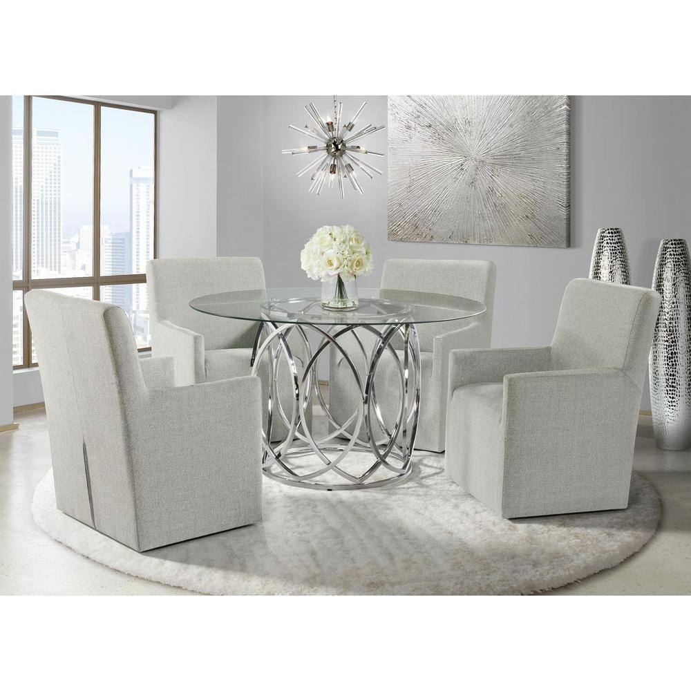 Elysian 53" Chrome & Glass Transitional Round Dining Table