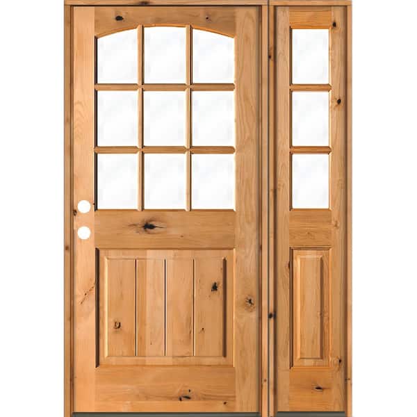 Krosswood Doors 46 in. x 80 in. Alder Right-Hand/Inswing 1/2 Lite Clear Glass Clear Stain Wood Prehung Front Door with Right Sidelite