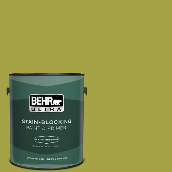 BEHR ULTRA 1 gal. #400B-7 Lemon Grass Extra Durable Semi-Gloss Enamel Interior Paint & Primer