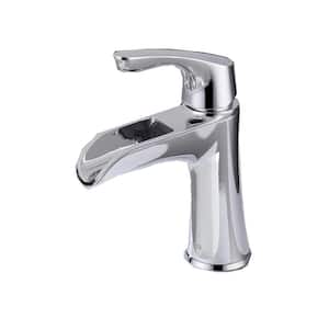 Single Handle Single Hole Bathroom Faucet with Pop up Drain in Brushed Chrome