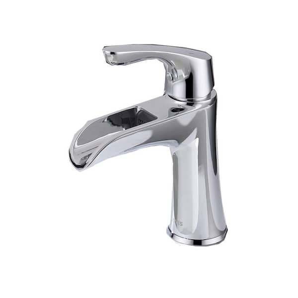 Lukvuzo Single Handle Single Hole Bathroom Faucet with Pop up Drain in Brushed Chrome