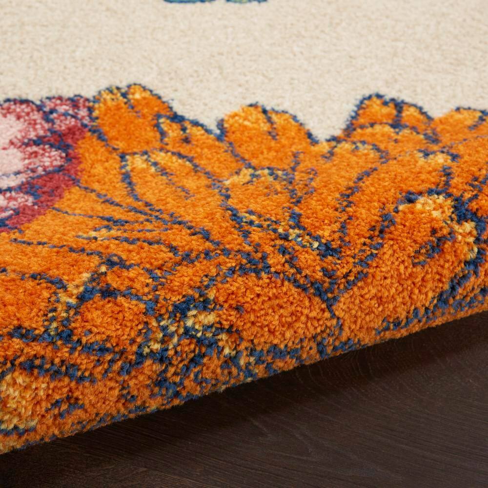 Ivory Multicolor Floral Bliss 4' x 6' Synthetic Area Rug