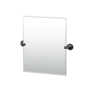 Designer 20 in. W x 24 in. H Frameless Rectangular Beveled Edge Bathroom Vanity Mirror in Matte Black