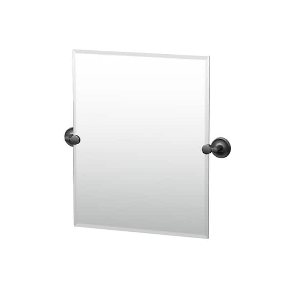 Gatco Designer 20 in. W x 24 in. H Frameless Rectangular Beveled Edge Bathroom Vanity Mirror in Matte Black