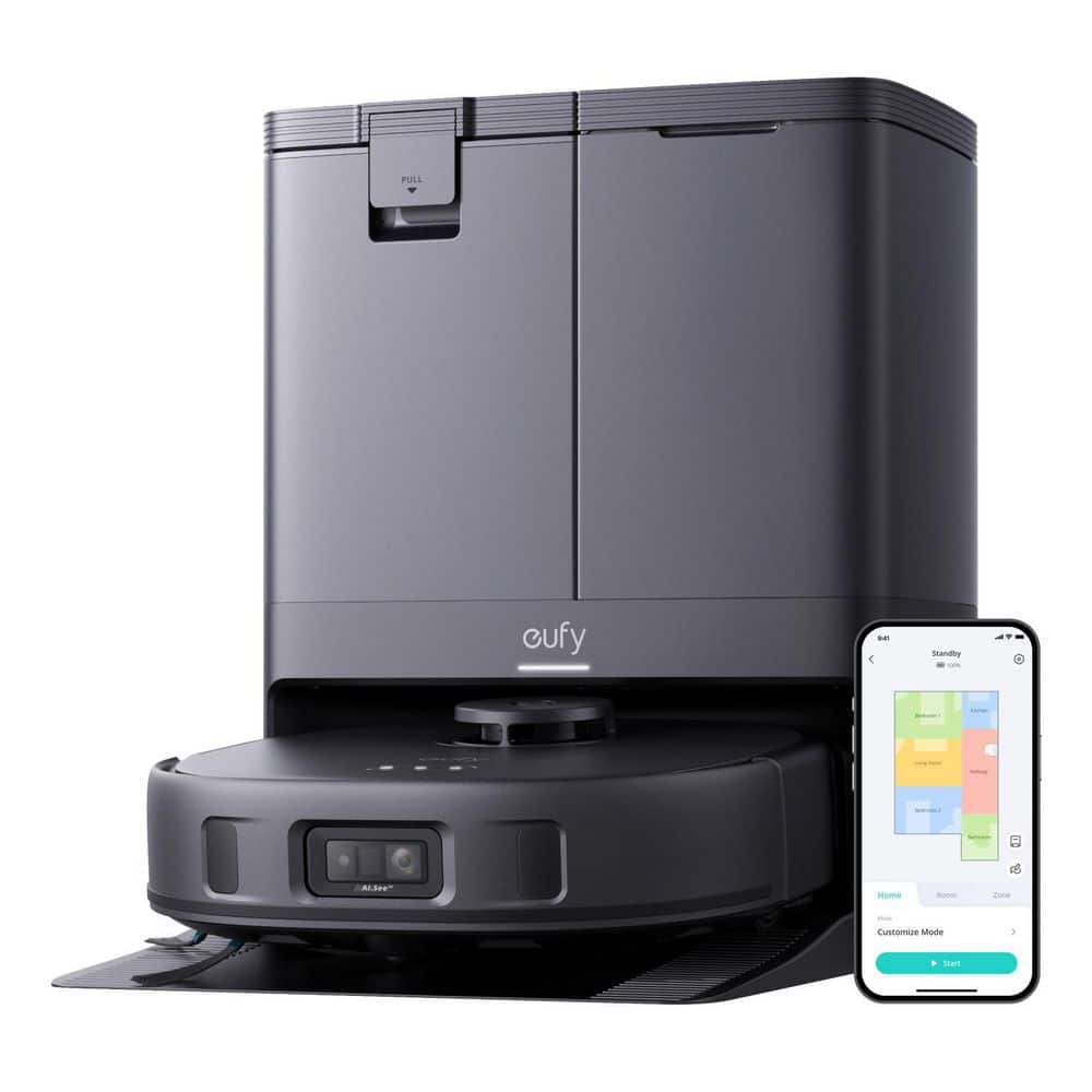 eufy Omni X10 Pro 13.9 in. Robotic Vacuum and Mop with Smart Navigation, Bagless, Washable Filter, Multi-Surface in Black