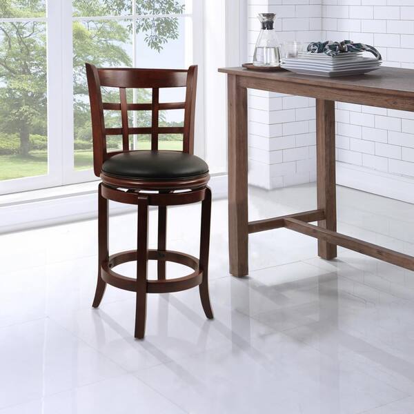 Boraam Kyoto 24 in. Cherry Swivel Cushioned Bar Stool 41224 The Home