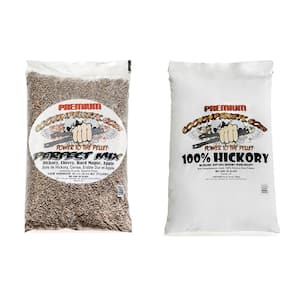 40 lbs. Bags Perfect Mix Wood Pellets and Premium Hickory Pellets, (Pack-2)
