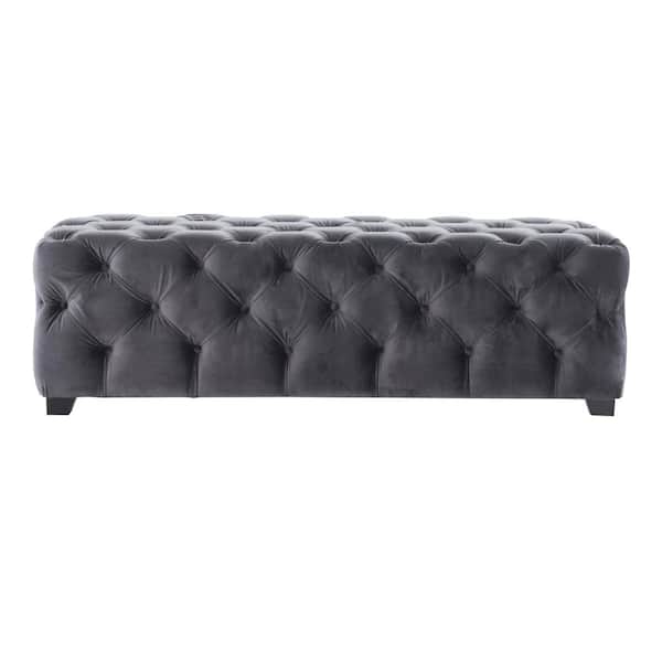 Noble House Piper Grey Rectangular Ottoman 15.75 in. x 50.75 in. x 18.75 in.