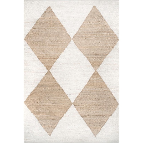 nuLOOM Pandora Diamond Jute Ivory 4 ft. x 6 ft. Area Rug