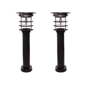 Solar Black Stainless Steel Bollard Pathway Light with EZ Anchor - (2-Pack)