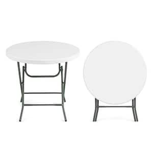32'' White Round Plastic Folding Table Portable & Lightweight Table for Indoor & Outdoor Use