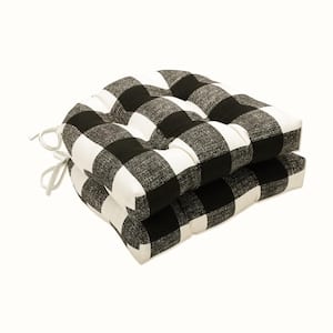 16 in. x 15.5 in. Outdoor Dining Chair Cushion in Black/White (Set of 2)