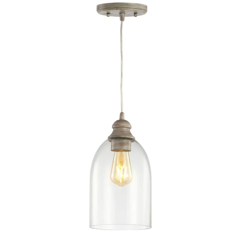 Fontaine 6.25" Adjustable Greige Glass LED Pendant Light