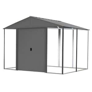 8 ft. x 8 ft. Ironwood Steel Hybrid Shed Kit Galvanized in Anthracite