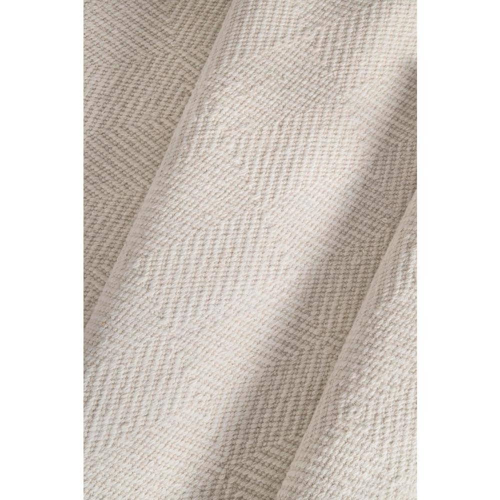 Cream Geometric Tufted Wool Area Rug, 5' x 8'