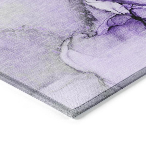 Purple and Ivory 8 ft. x 10 ft. Abstract Indoor / Outdoor Area Rug
