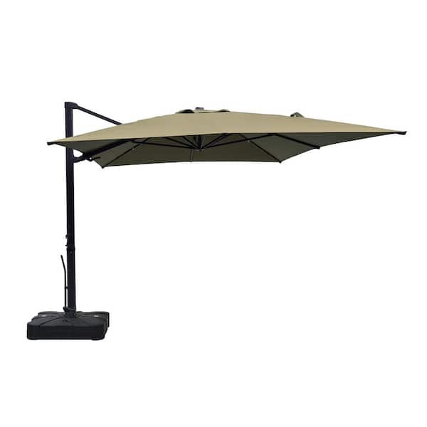 Boyel Living 10 ft 360° Rotation Outdoor Patio Cantilever Umbrella Square with Base in Taupe