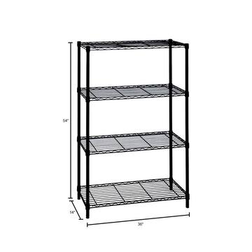 4-Tier Steel Wire Shelving Unit in Black (36 in. W x 54 in. H x 14 in. D)