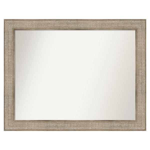 Amanti Art Trellis Silver 42 in. x 33 in. Custom Non-Beveled Wood Framed Bathroom Vanity Wall Mirror