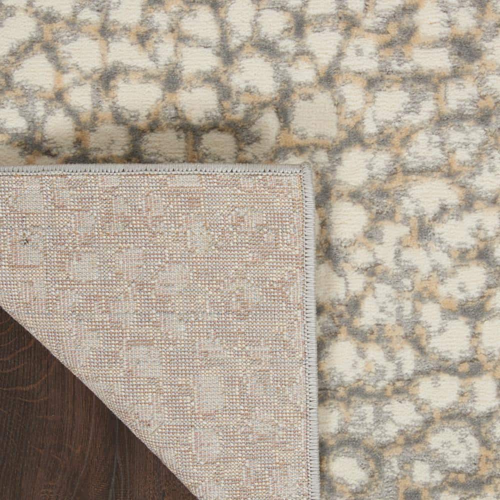 Elysian Pebble Abstract 5' x 7' Ivory/Grey Synthetic Area Rug