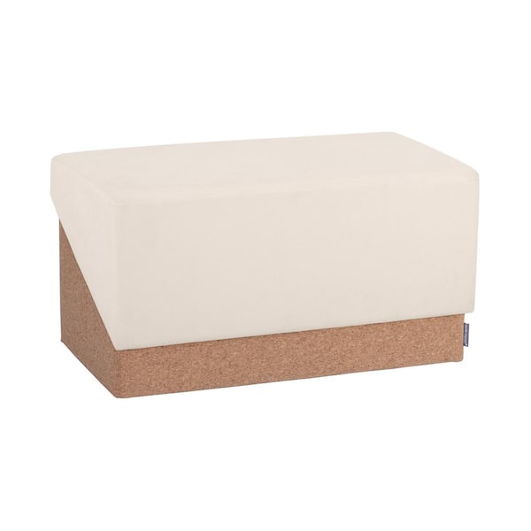 Seville Classics The Vineyard Collection XL Cork Fabric Rectangle Trunk Storage Ottoman, Cream (30 in. W x 15 in. D x 15 in. H)