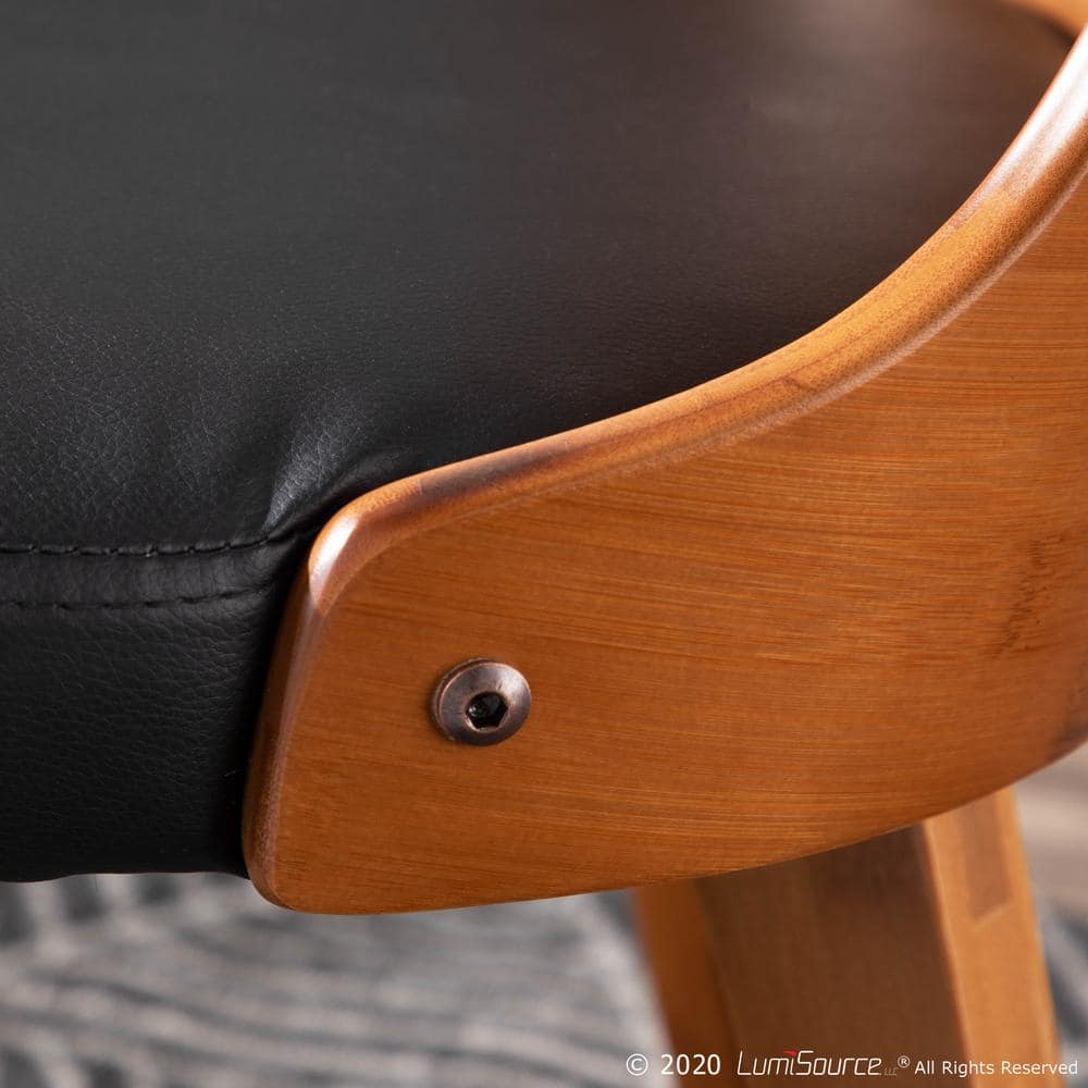 High Walnut and Black Faux Leather Upholstered Side Chair