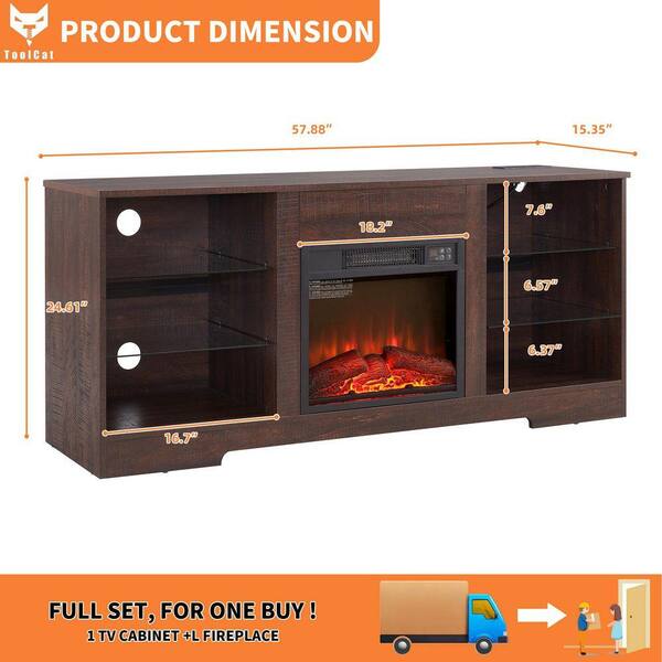 ToolCat 58 in. Freestanding TV Stand, with 18 in Electric
