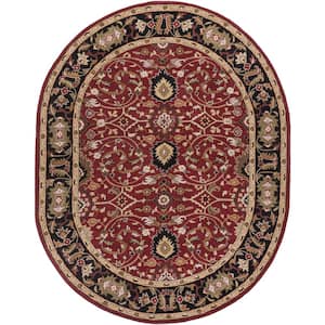 John Red 8 ft. x 10 ft. Oval Area Rug