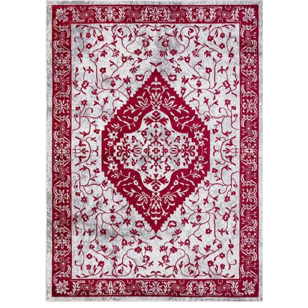 Jefferson Collection Pearl Heriz Multi 5 ft. x 7 ft. Medallion Area Rug