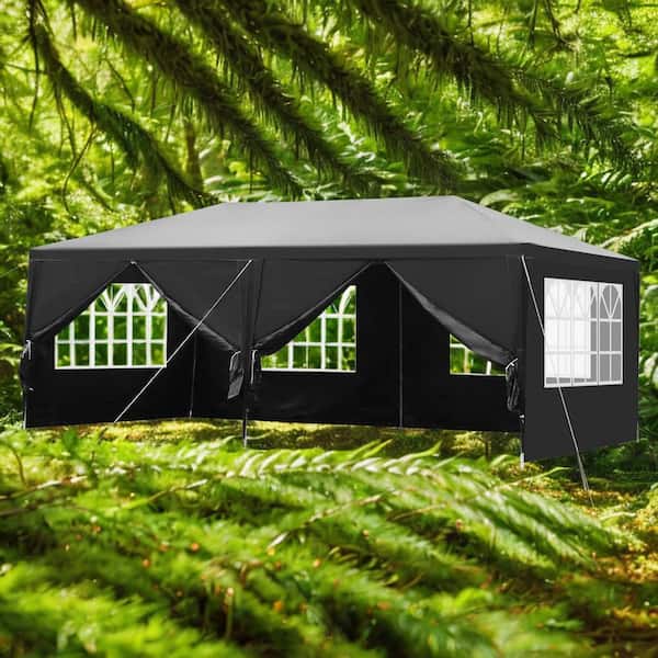 Karl home 10 ft. x 20 ft. Black Party Tent with 6 Removable