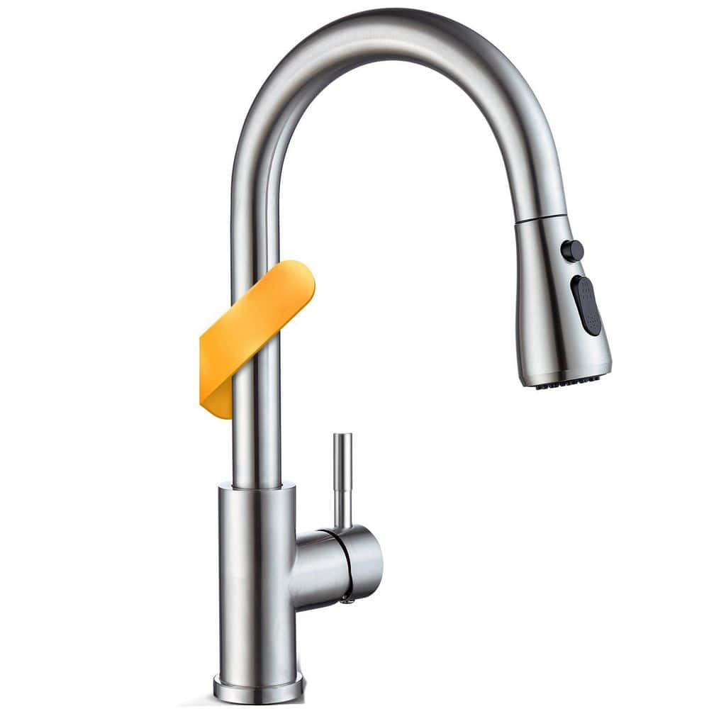 Kitchen Faucet with Pull Down Sprayer in Brushed Nickel 15.2 in. H x 2.5 in. W x 9.4 in. D Stainless Steel price history on PriceWatchPro