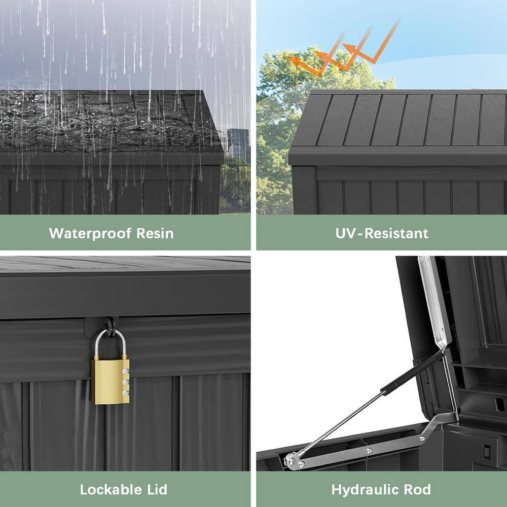 Black 120 Gallon Lockable Resin Outdoor Deck Box