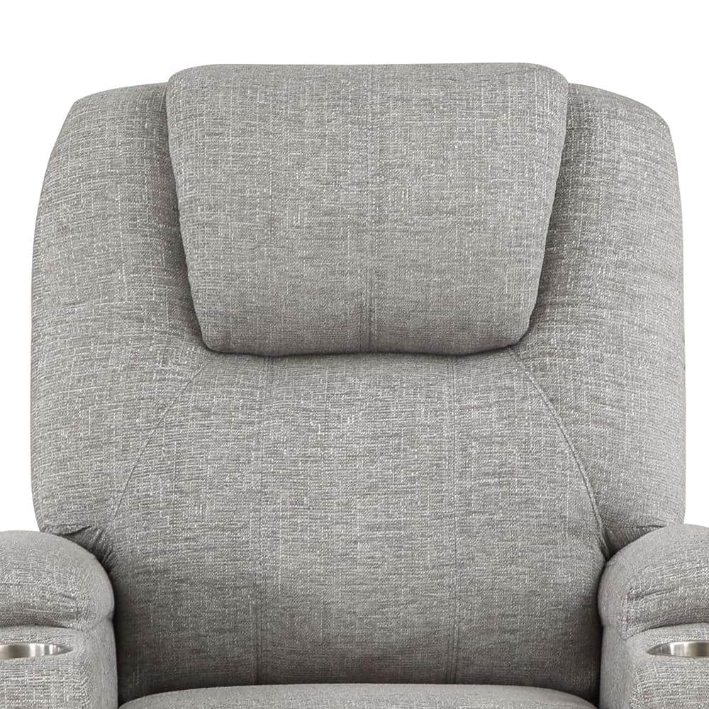Gray Leather Power Lift Recliner with Wood Frame