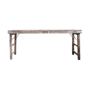 Backyard Farmer Brown Reclaimed Wood Folding Table with Tin Patches