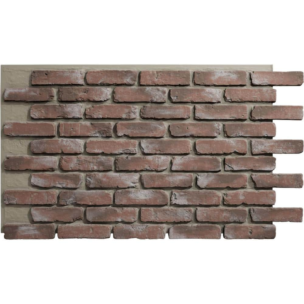 StoneCraft Aged Brick 27 in. x 46.875 in. Urethane Composite Faux Brick Panel Siding in Burnished Red